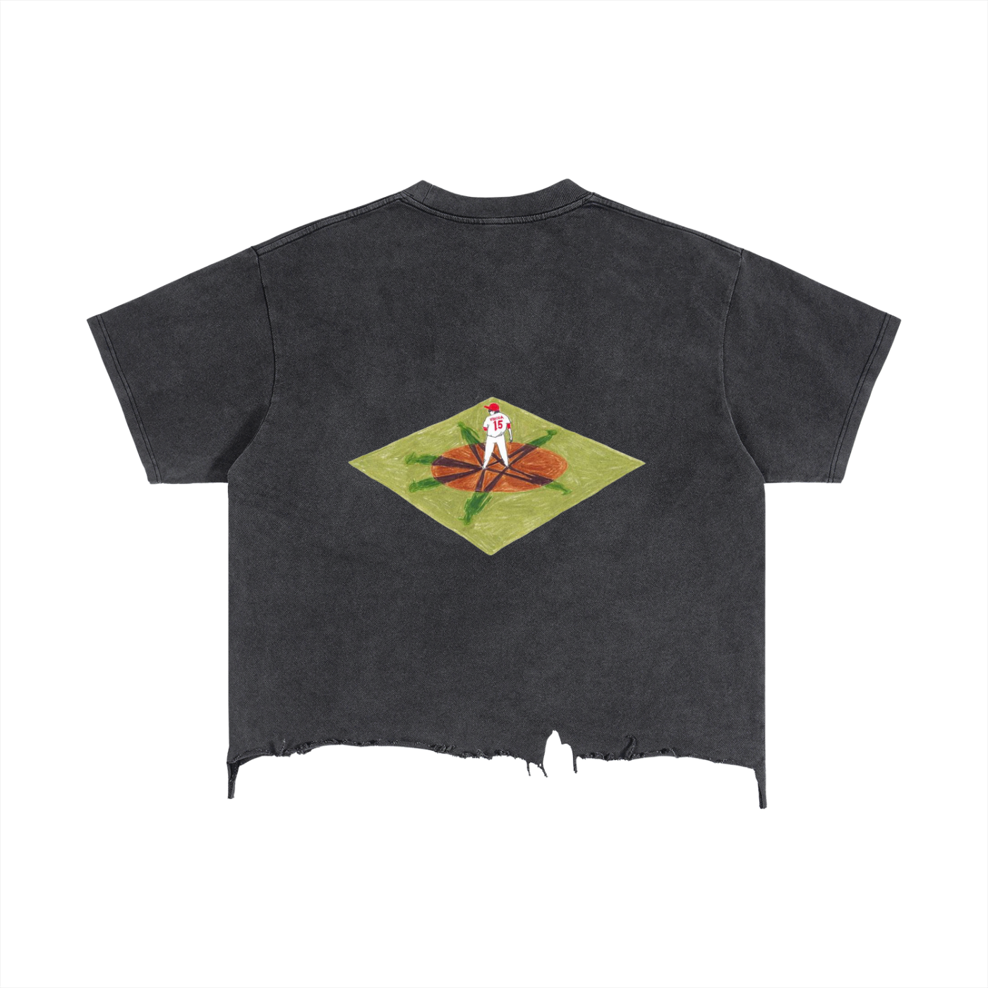Vintage Wash Boxy Distressed Hem T-Shirt