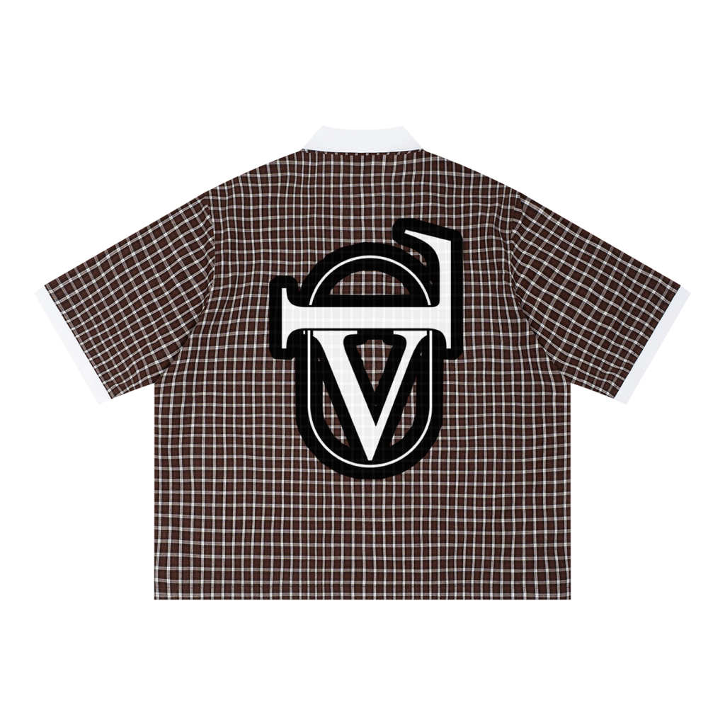 Unisex Boxy Plaid Color Block Polo Shirt