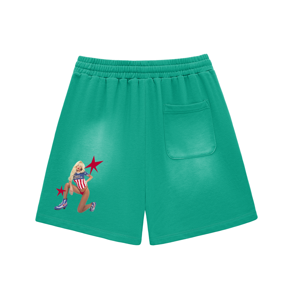 Sun Fade Raw Edge Cotton Shorts