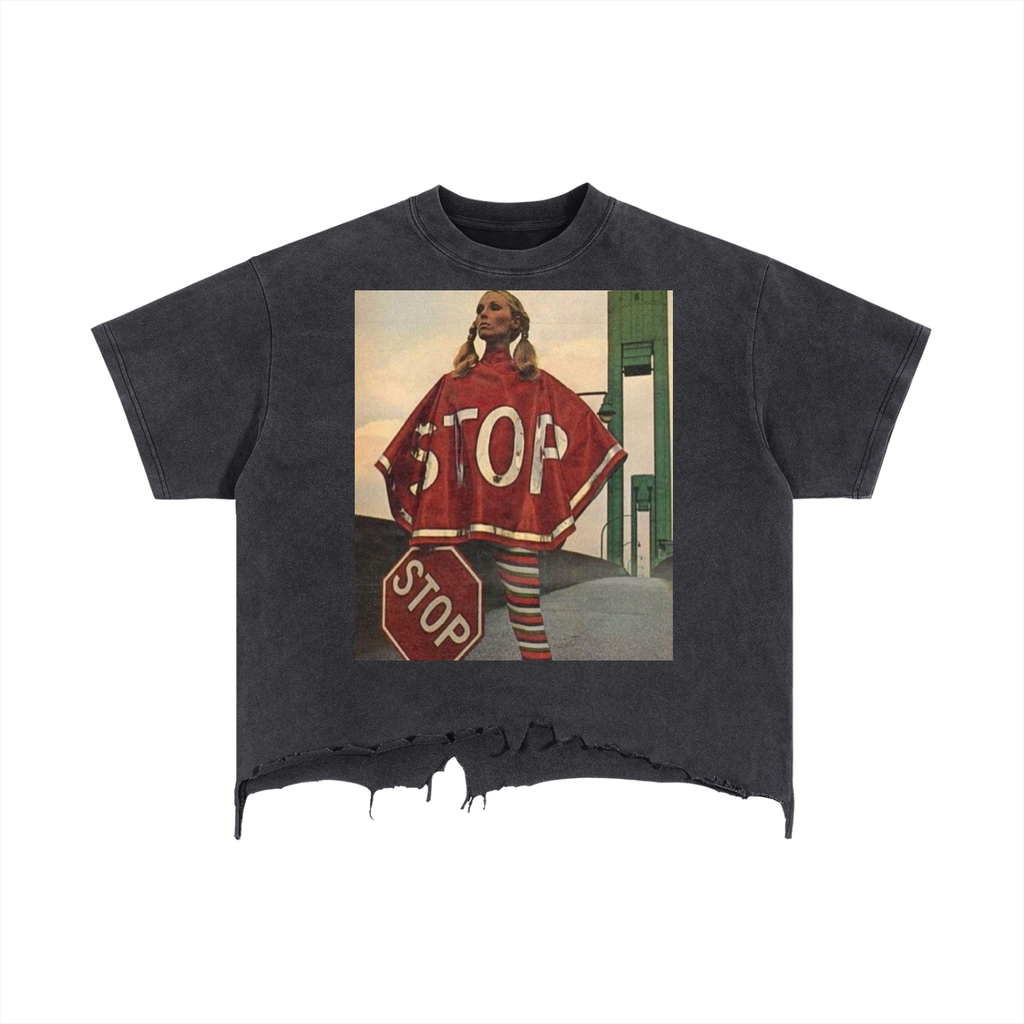 Vintage Wash Boxy Distressed Hem T-Shirt