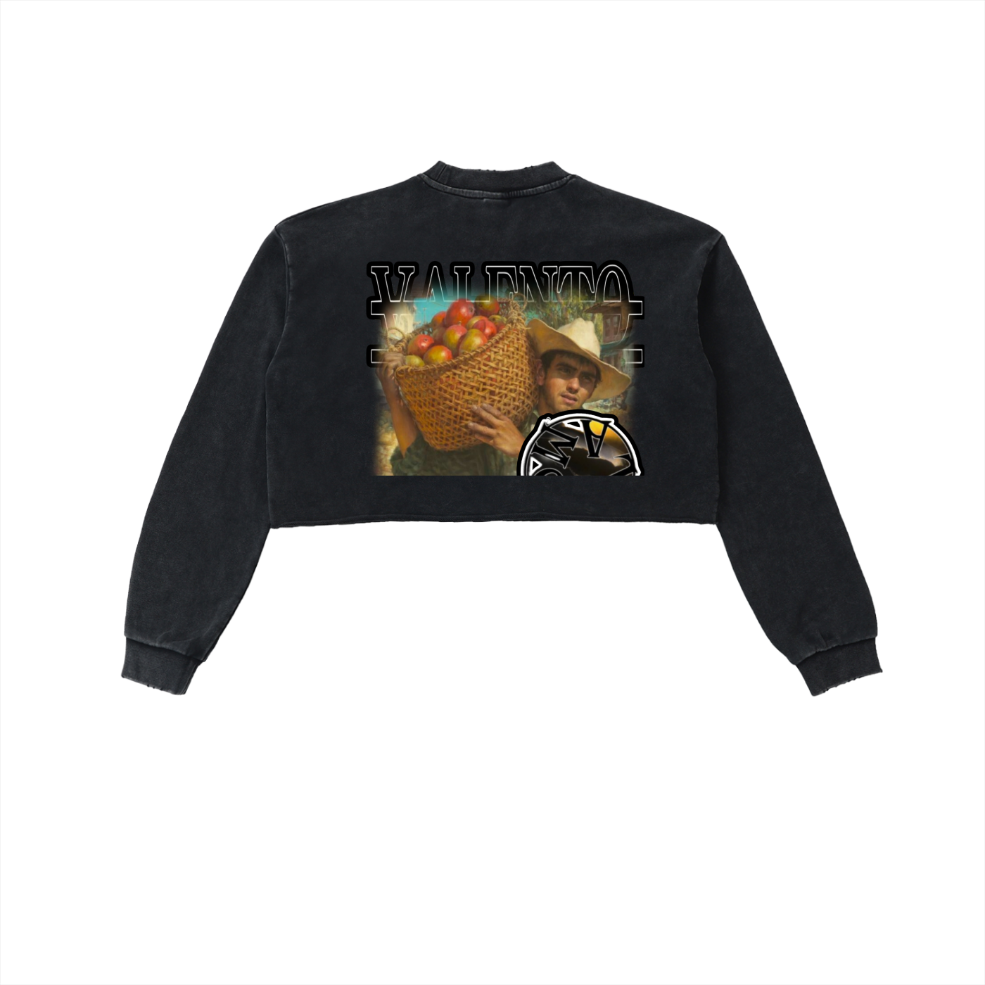 Snow Washed Raw Edge Cropped Sweatshirt