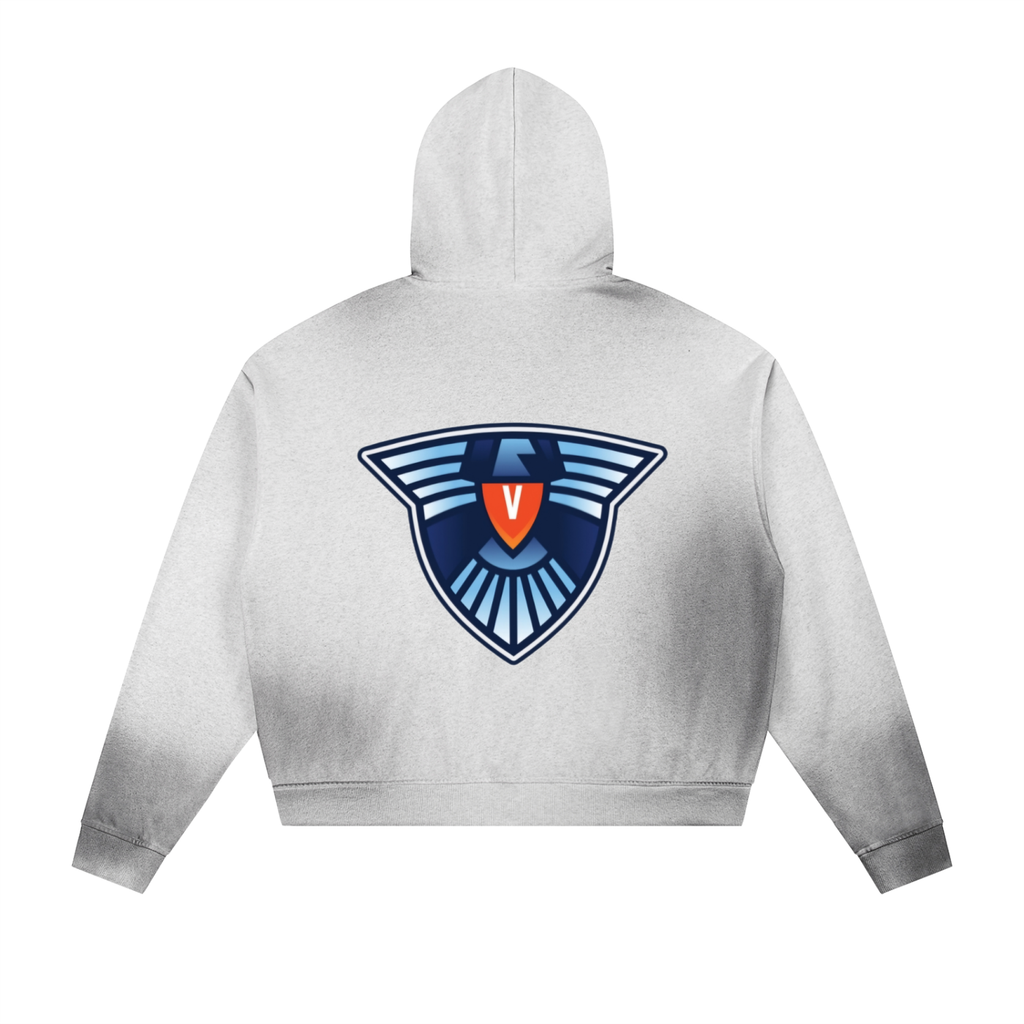 Sun Fade Frayed Raw Edge Fleece Zip Hoodie