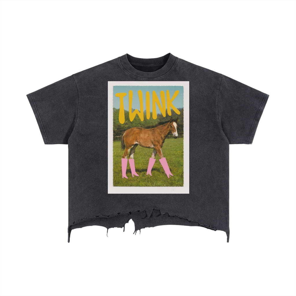 Vintage Wash Boxy Distressed Hem T-Shirt