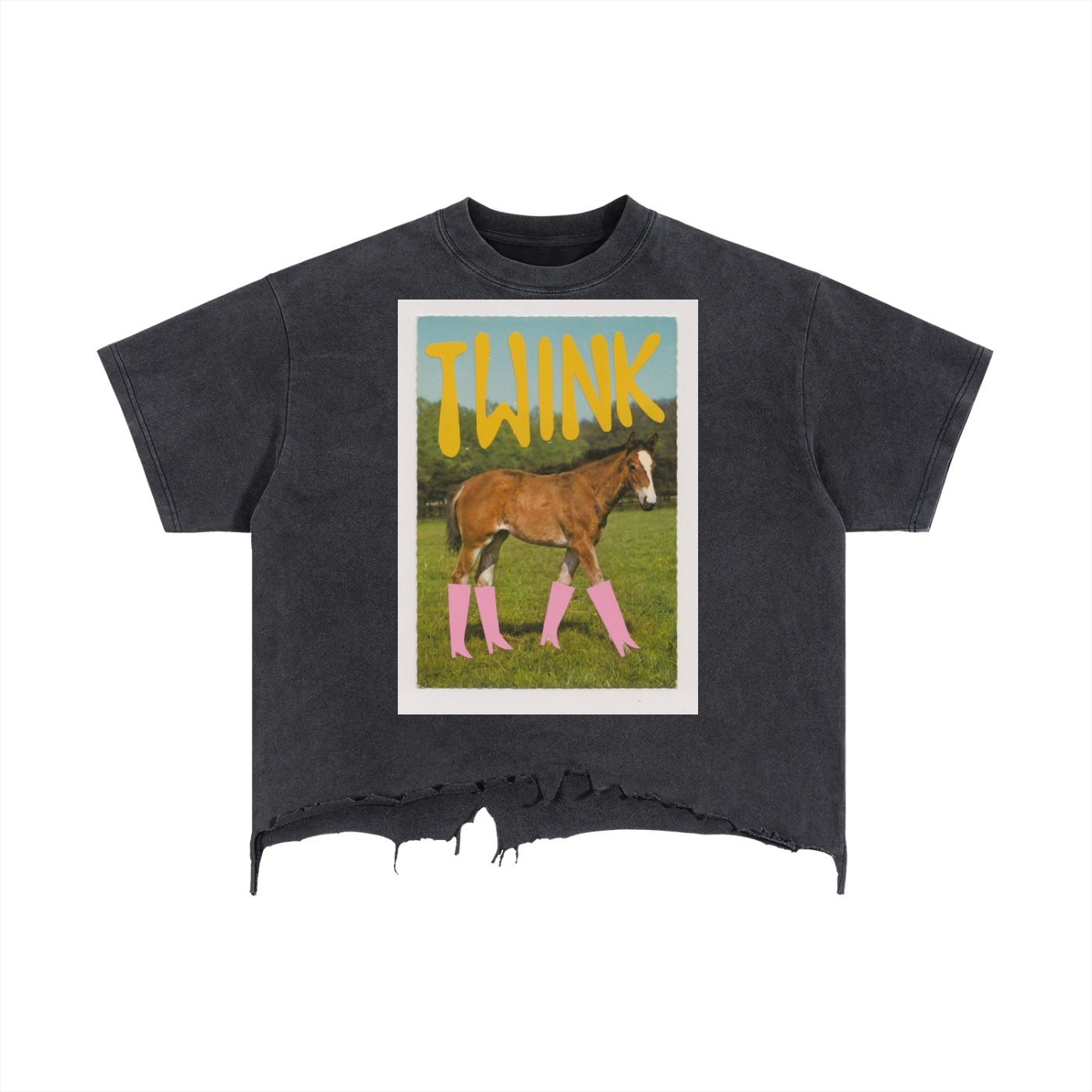 Vintage Wash Boxy Distressed Hem T-Shirt