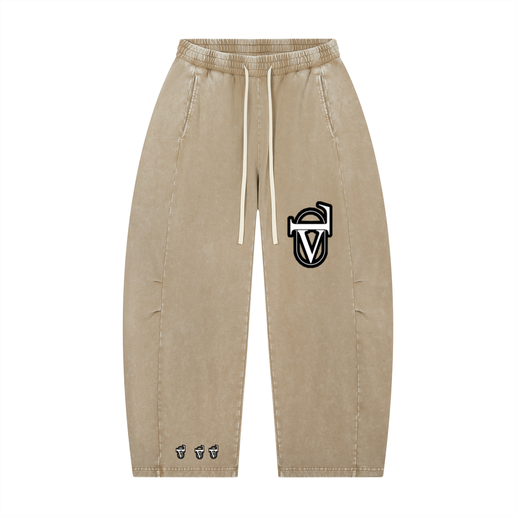 Unisex Mineral Wash Barrel Leg Pants