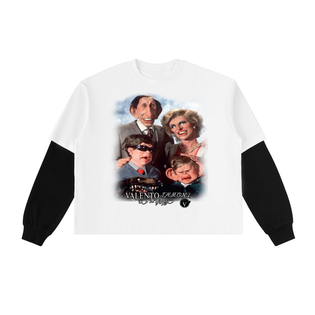 Layered Contrast Sleeve Cotton T-Shirt