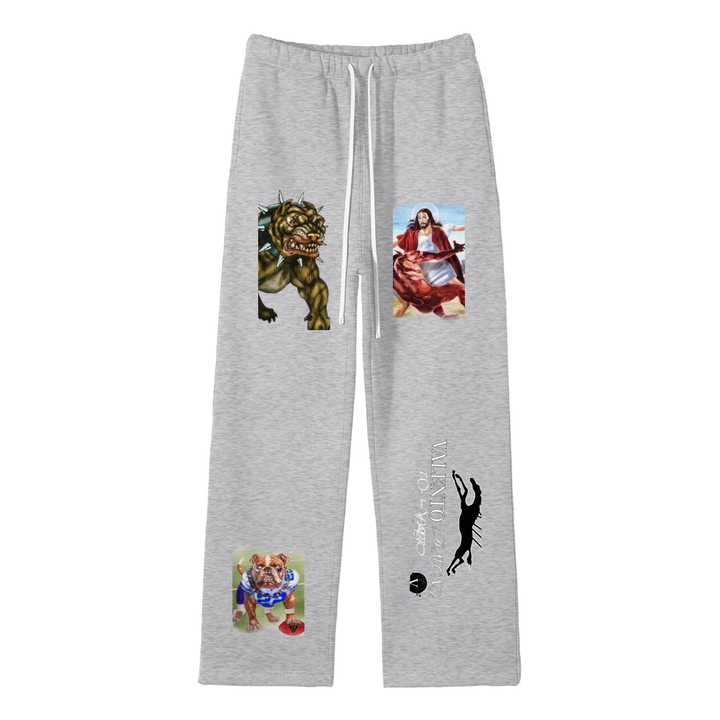 Streetwear Unisex Solid Color Fleece Straight Leg Pants