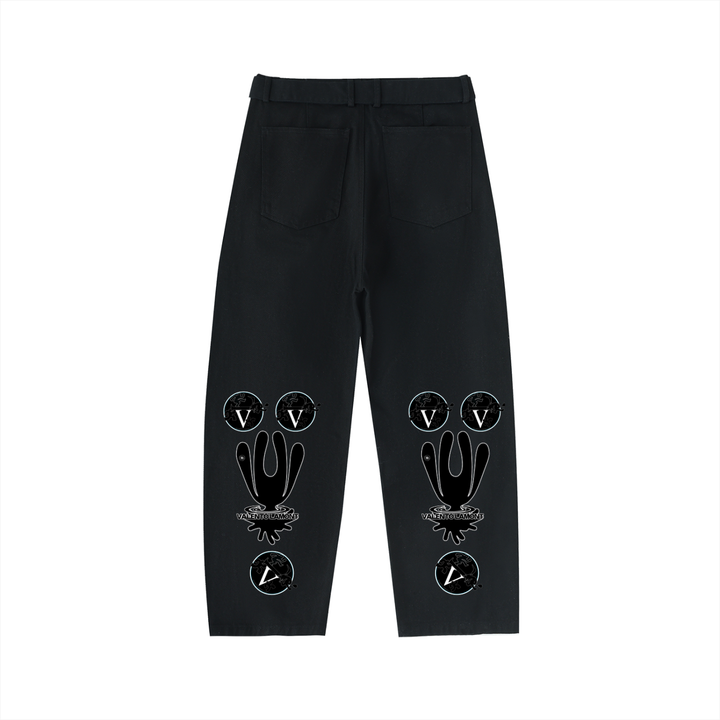 Twisted-Seam Belted Curved-Blade Pants