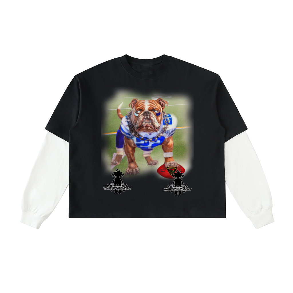 Layered Contrast Sleeve Cotton T-Shirt