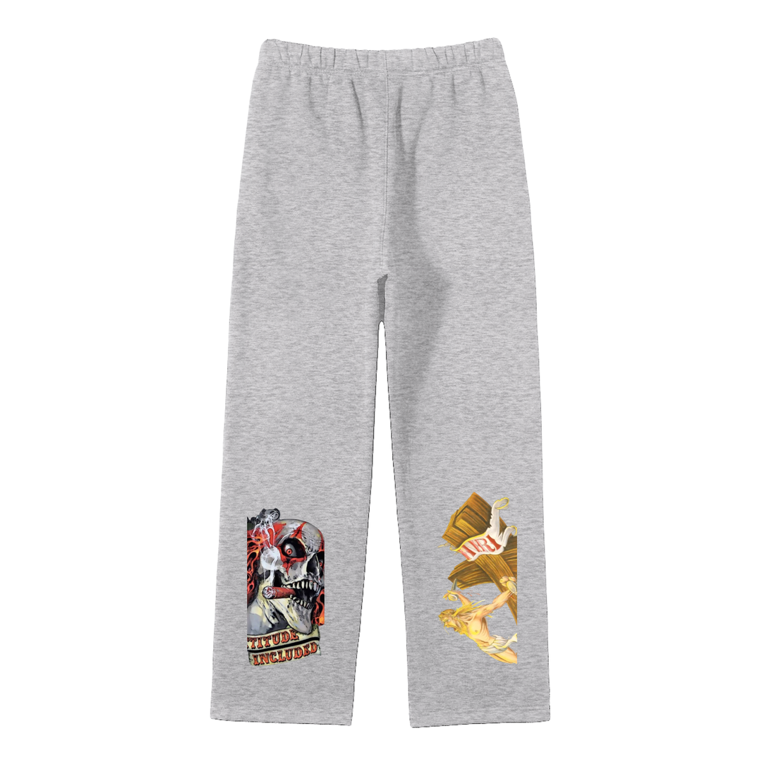 Streetwear Unisex Solid Color Fleece Straight Leg Pants