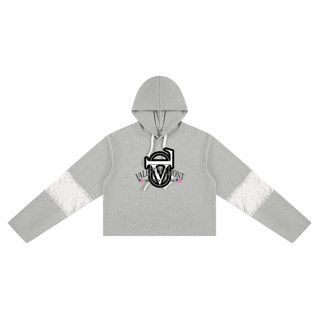 Women’s Cropped Lace-Panel Hoodie