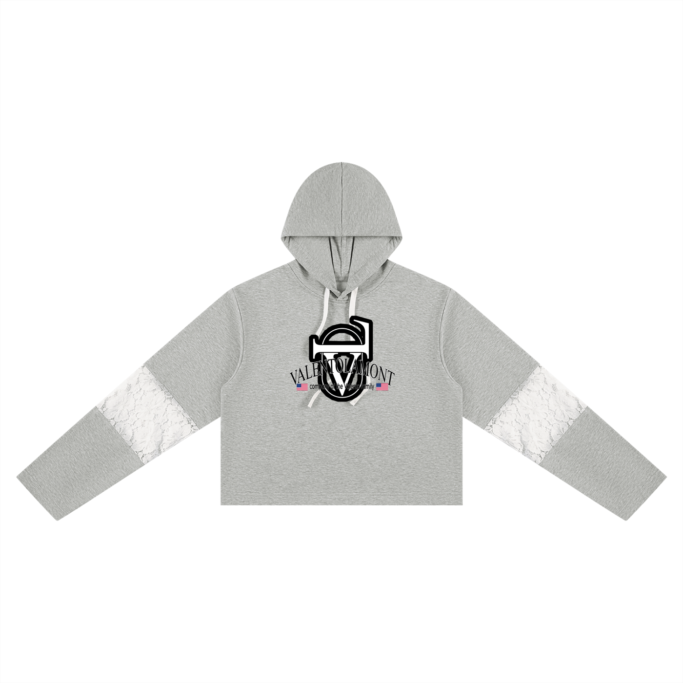 Women’s Cropped Lace-Panel Hoodie