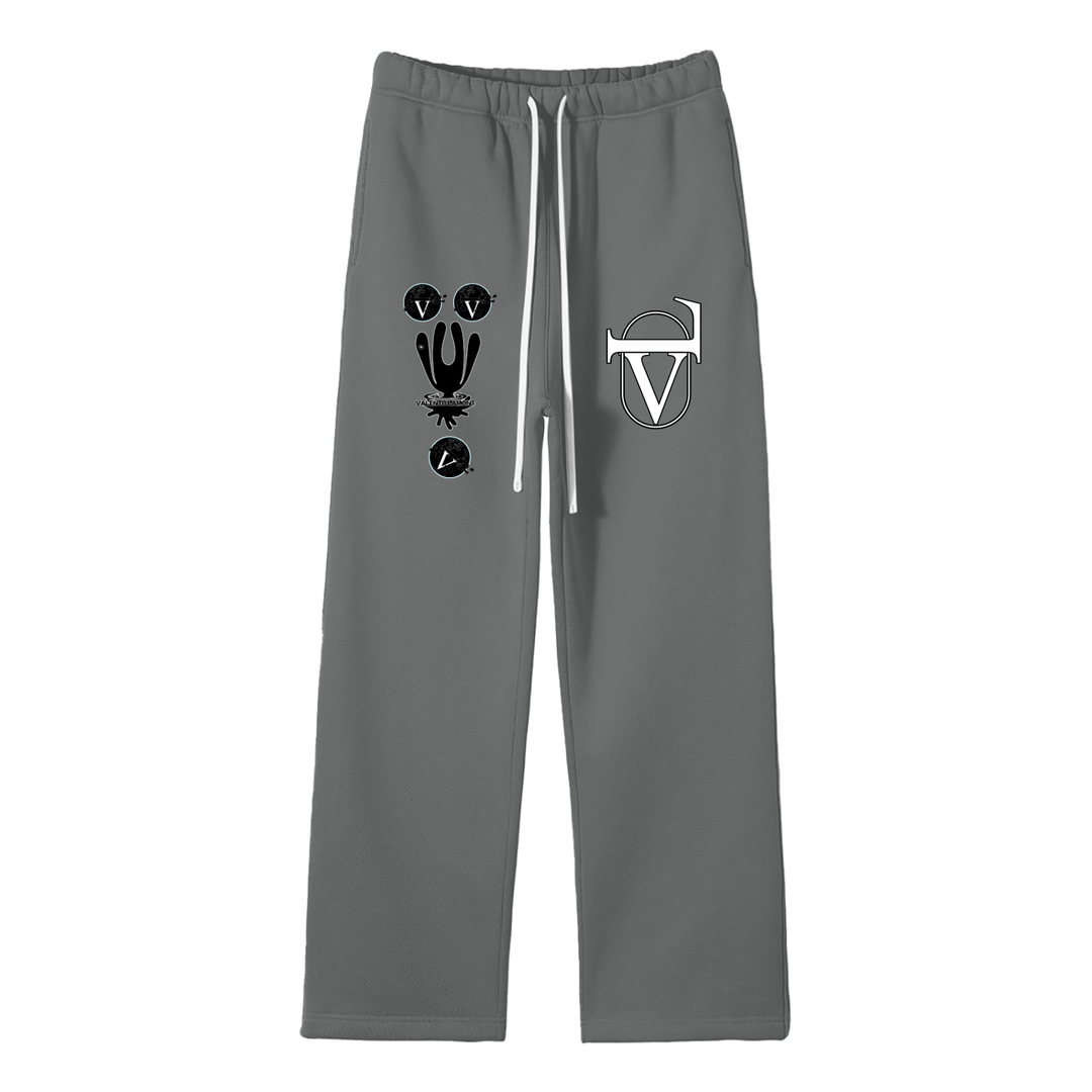 Streetwear Unisex Solid Color Fleece Straight Leg Pants