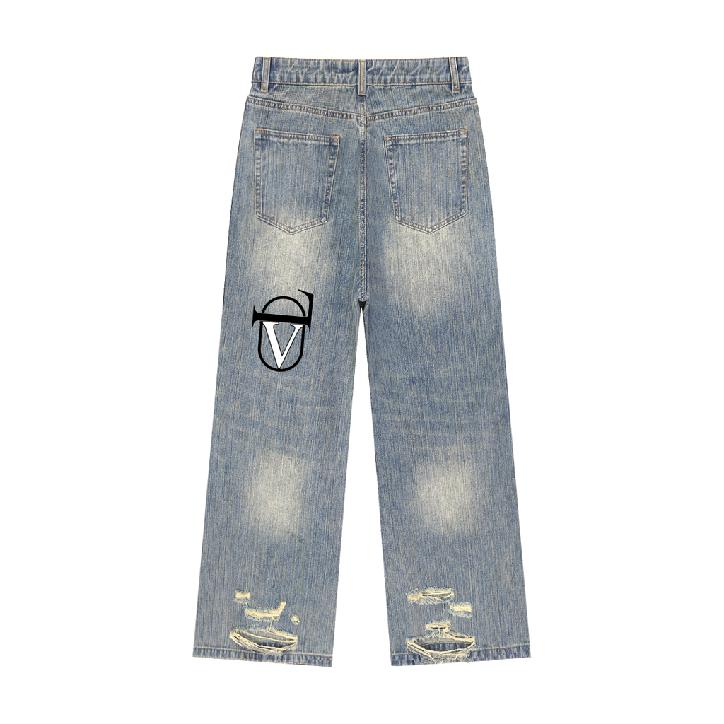 Vintage Wash Distressed Denim Jeans