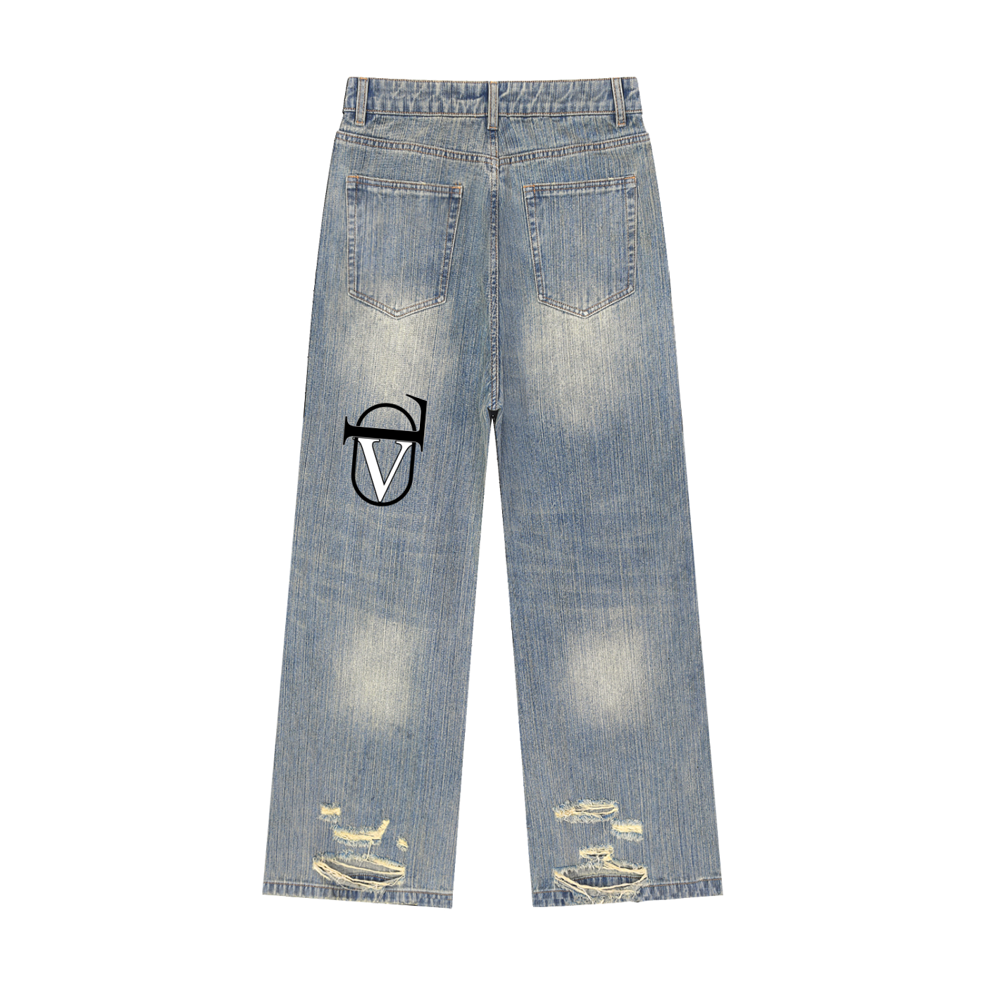 Vintage Wash Distressed Denim Jeans