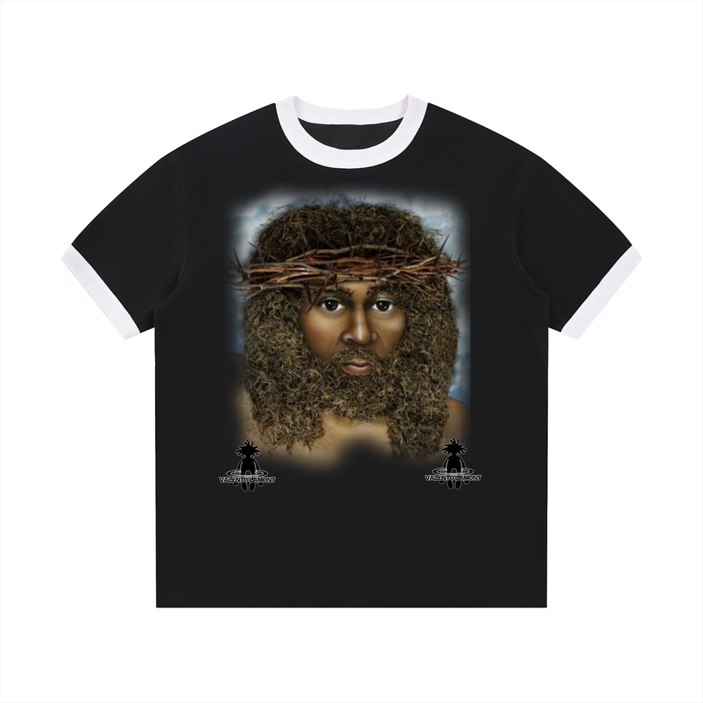 Contrast Edge Ribbed Crewneck T-Shirt