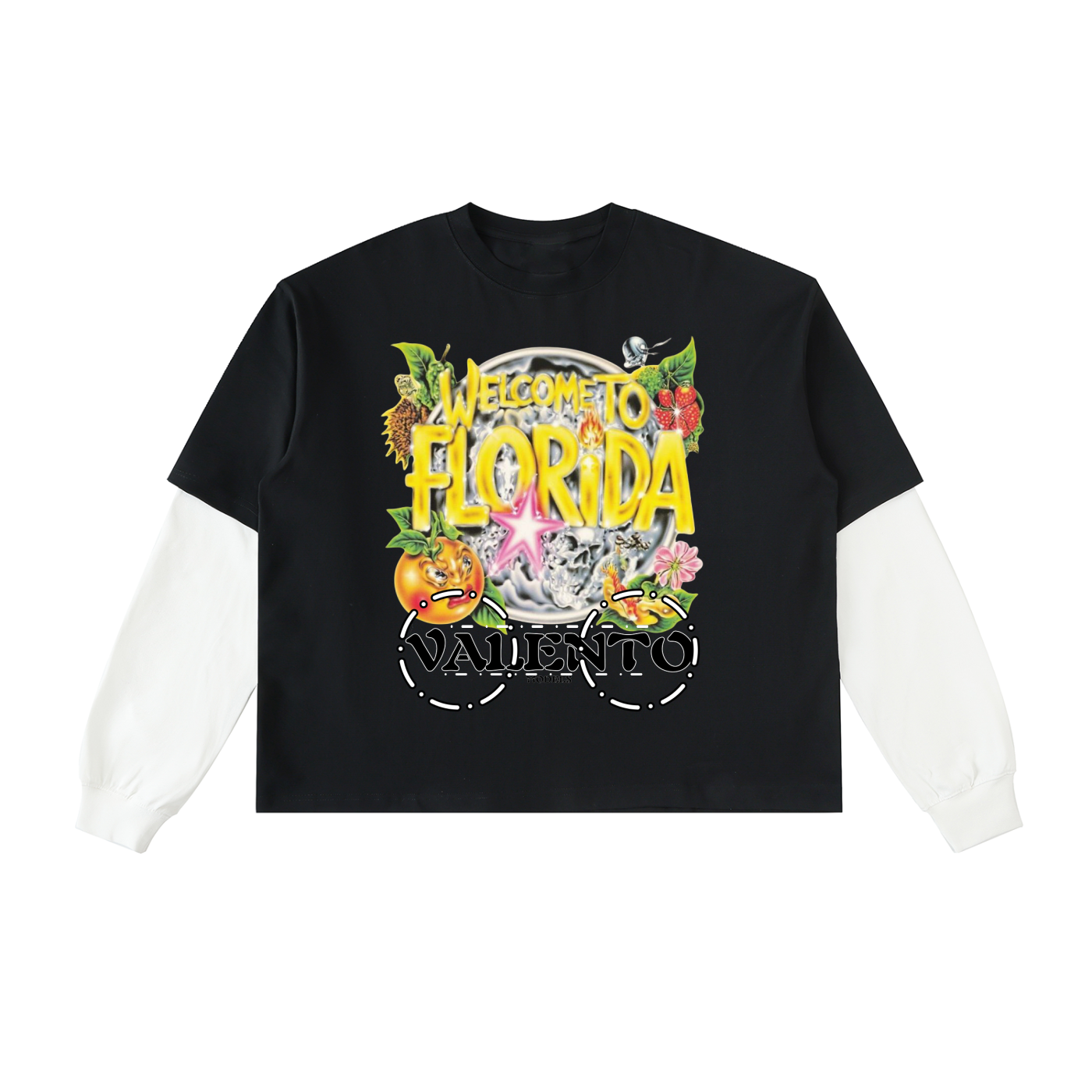 Layered Contrast Sleeve Cotton T-Shirt