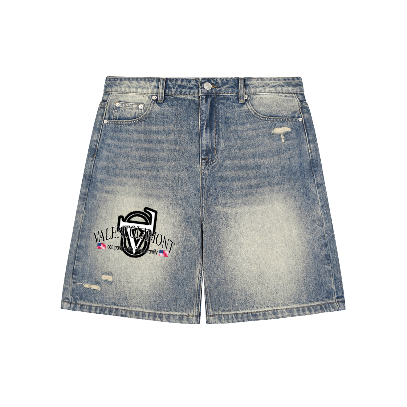 Faded Distressed Baggy Denim Shorts