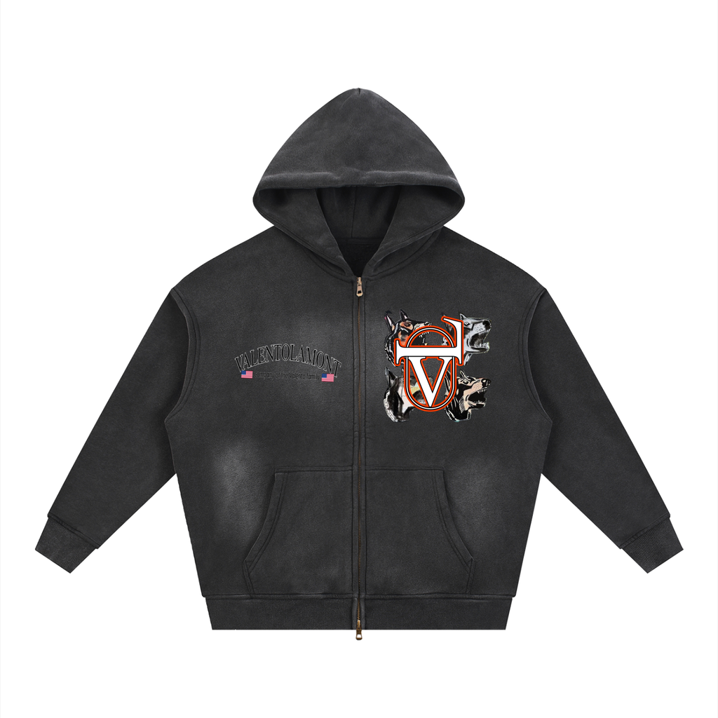 Sunfade Two-way Zipper Boxy Fleece Hoodie