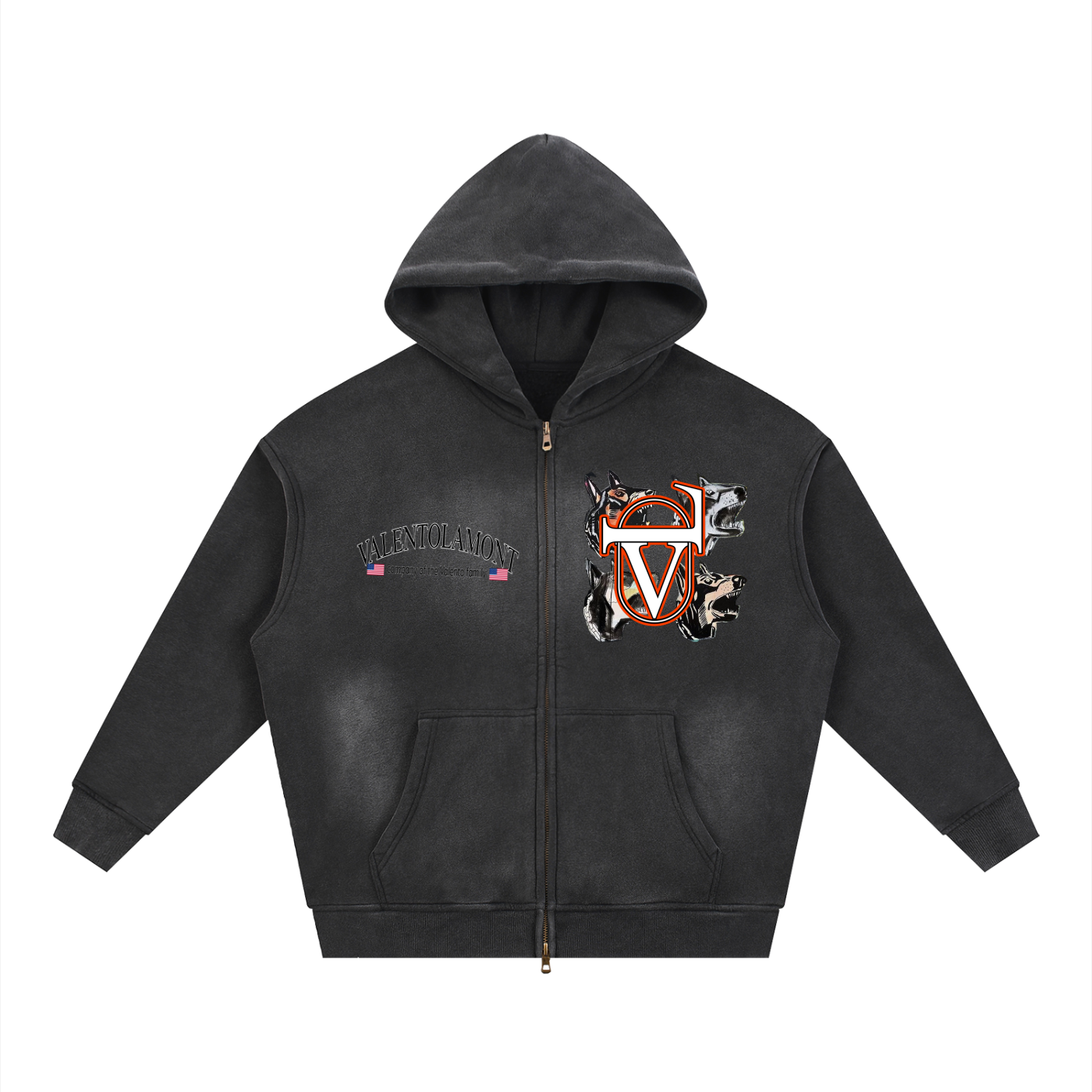 Sunfade Two-way Zipper Boxy Fleece Hoodie