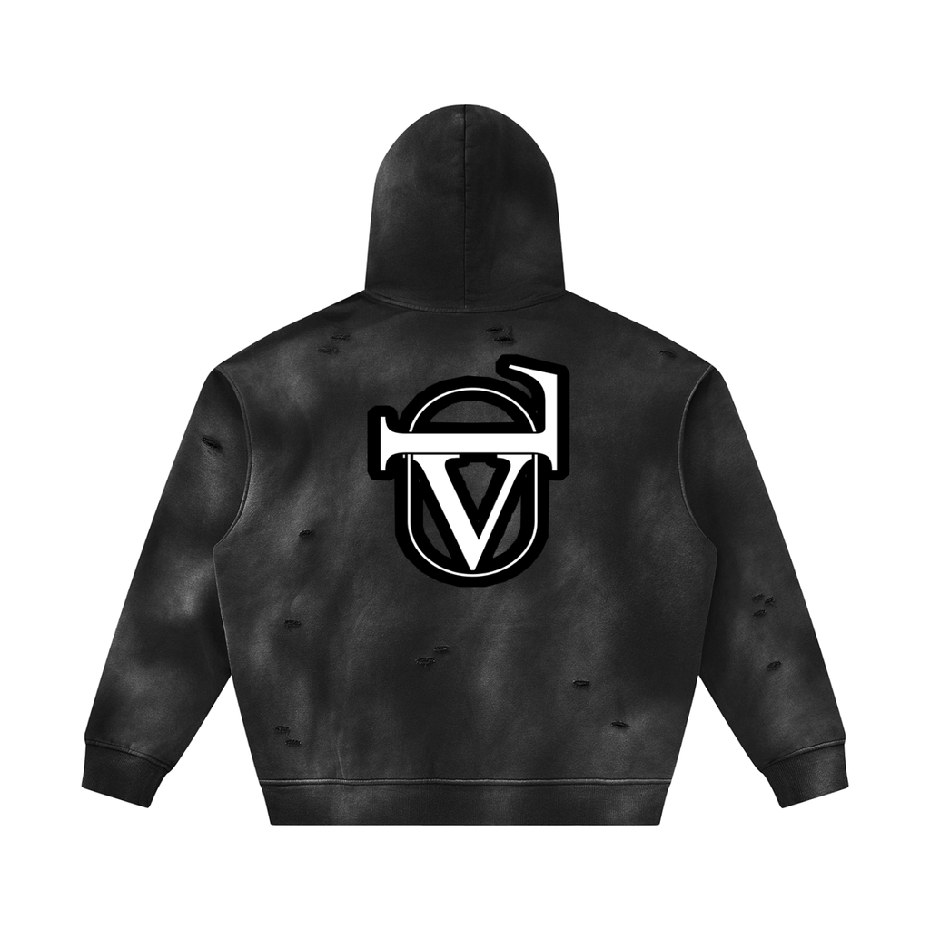 Unisex Sunfade Frayed Fleece Hoodie