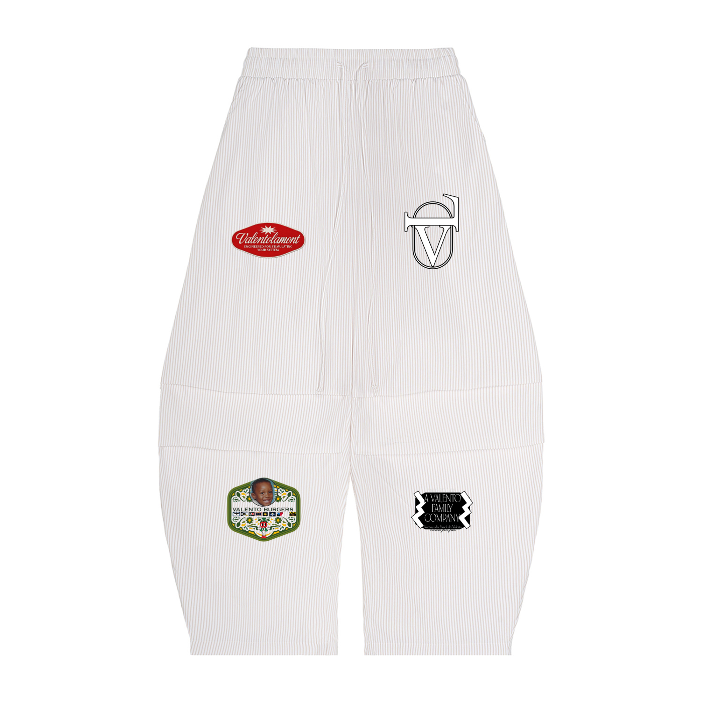 Vertical Stripe Drawstring Barrel Pants