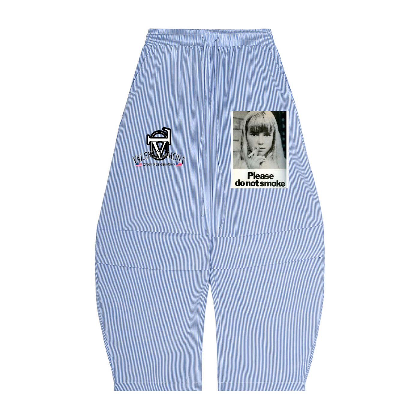 Vertical Stripe Drawstring Barrel Pants