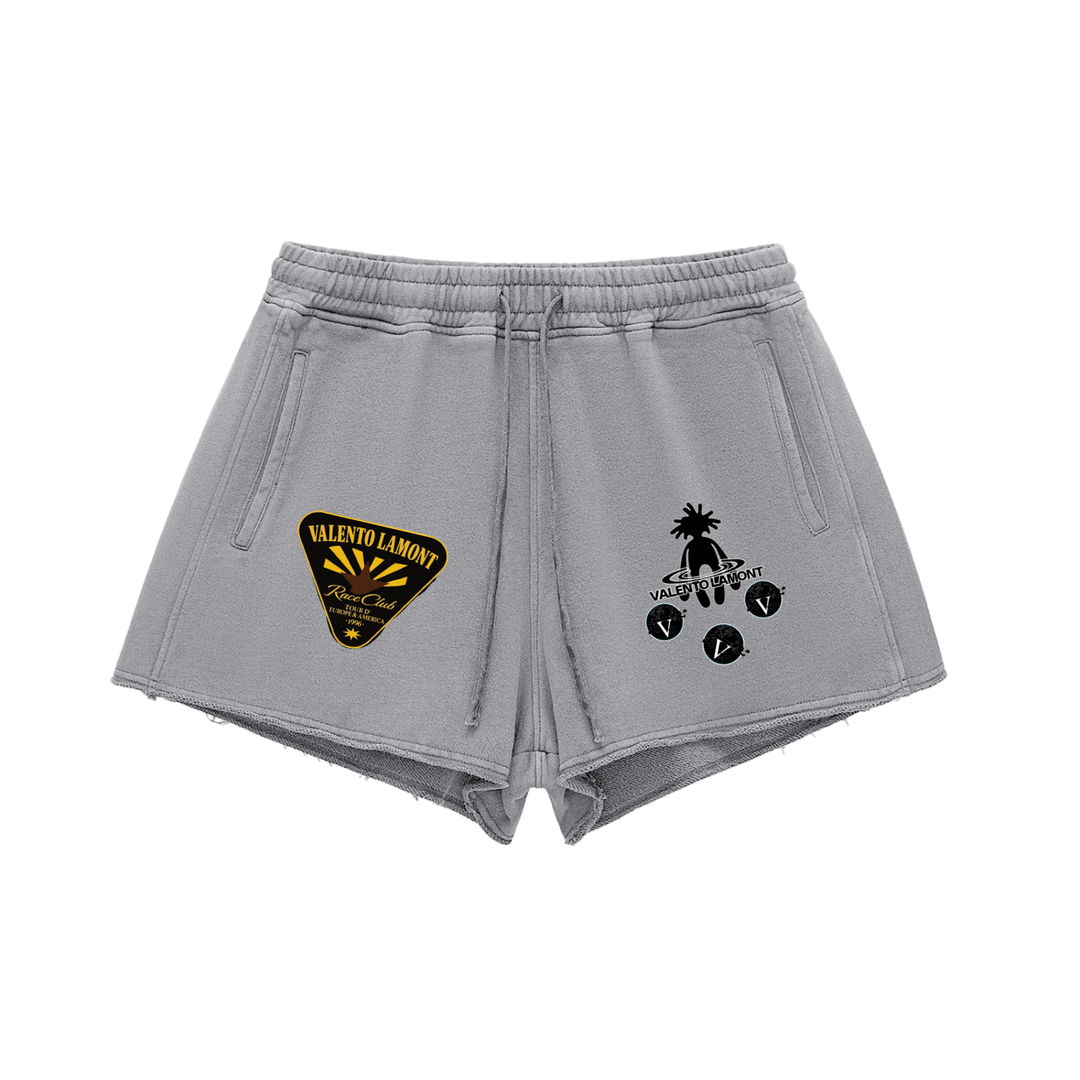 Snow Washed Raw Edge Drawstring Shorts