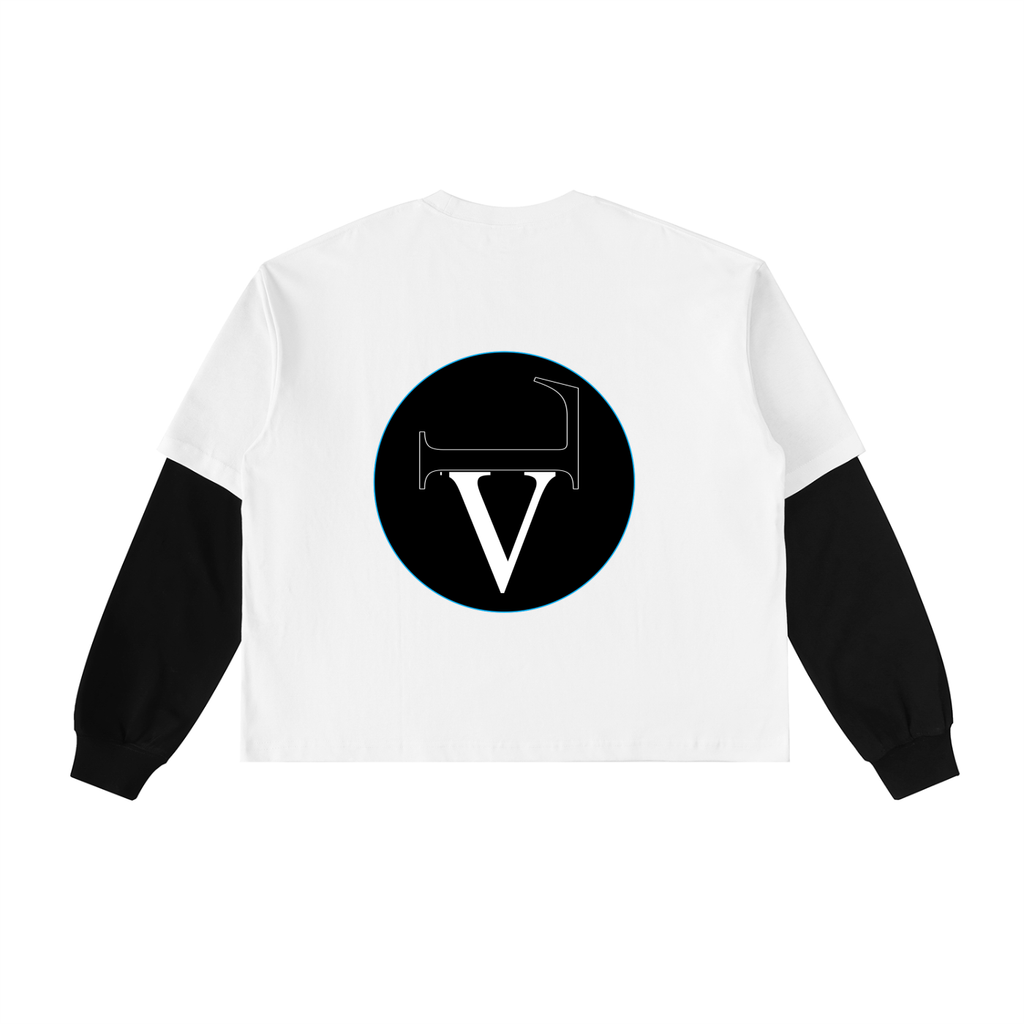 Layered Contrast Sleeve Cotton T-Shirt