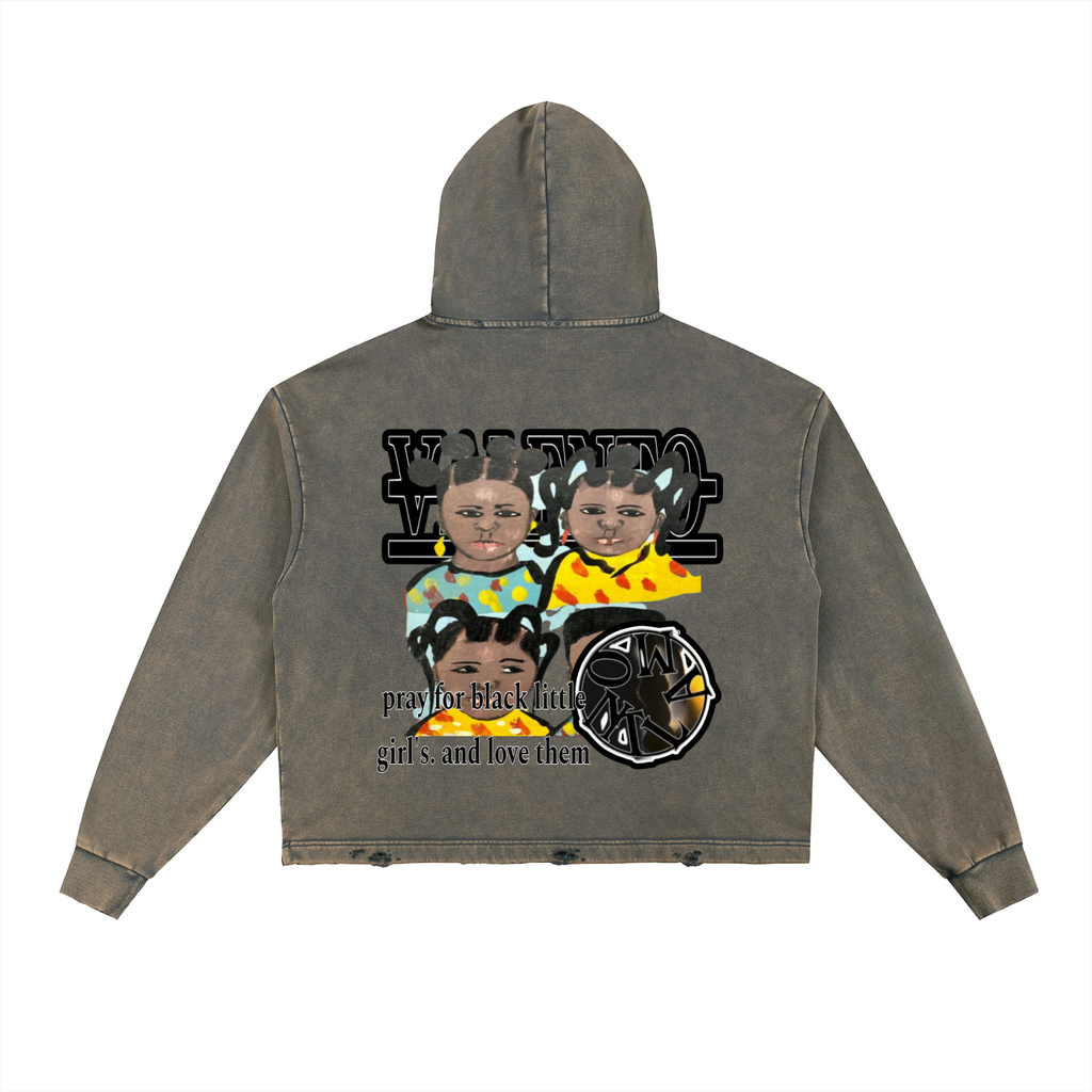 Vintage Washed Frayed-Hem Hoodie