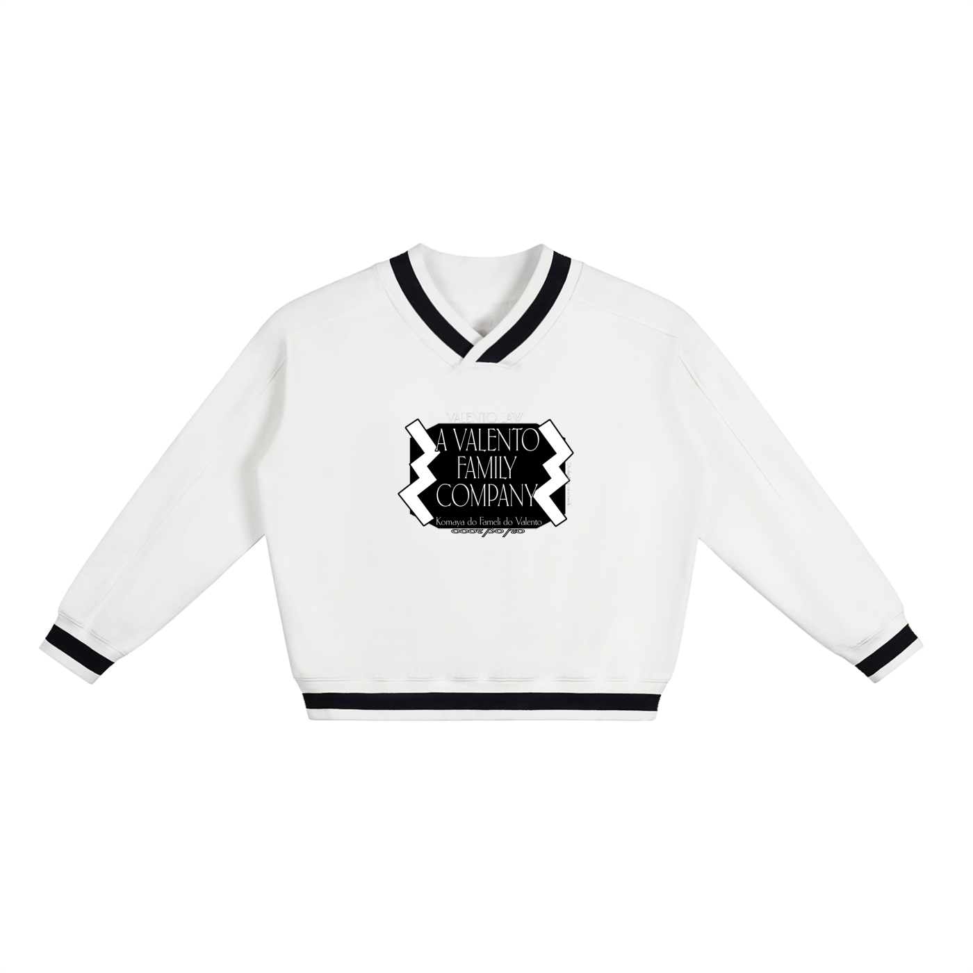 V-Neck Contrast Collar Boxy Sweatshirt