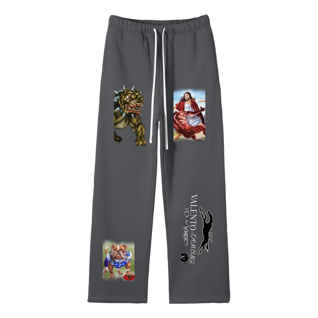 Streetwear Unisex Solid Color Fleece Straight Leg Pants