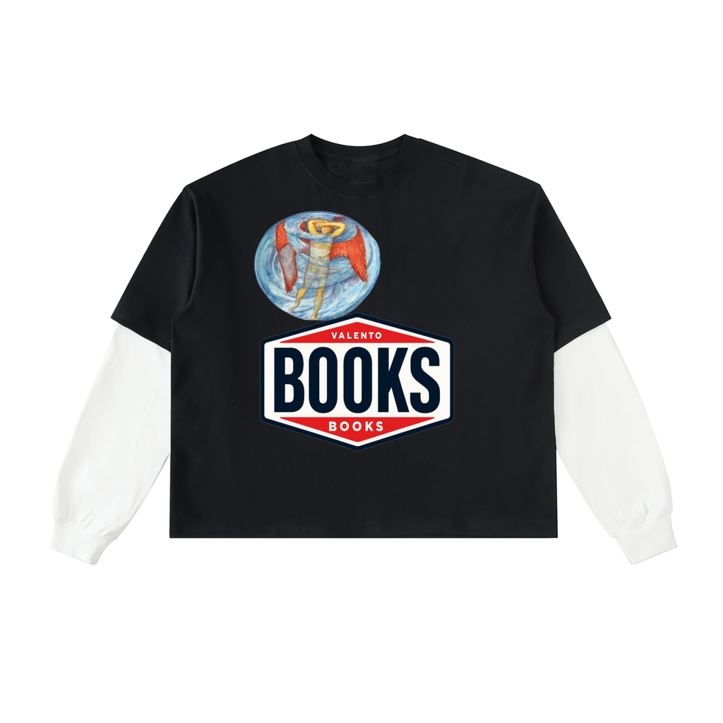 Layered Contrast Sleeve Cotton T-Shirt