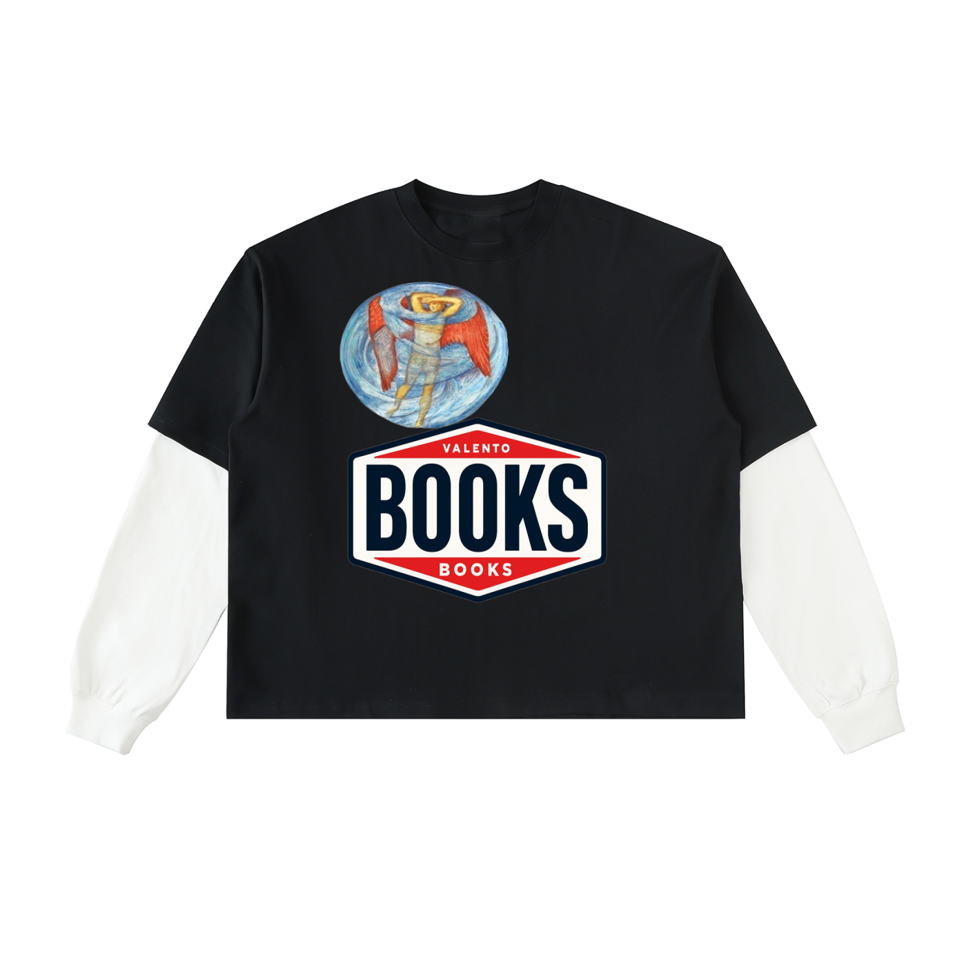 Layered Contrast Sleeve Cotton T-Shirt