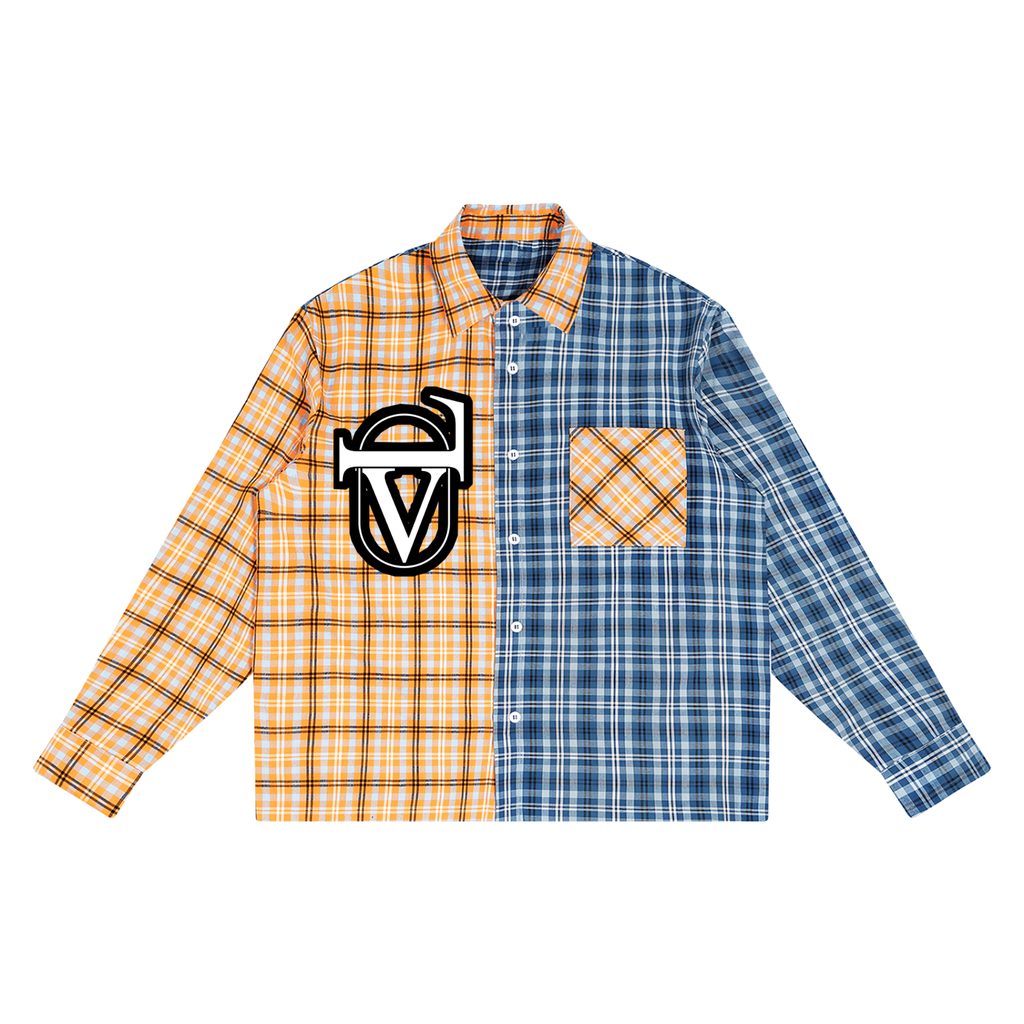 Unisex Oversized Plaid Color Block Shirt