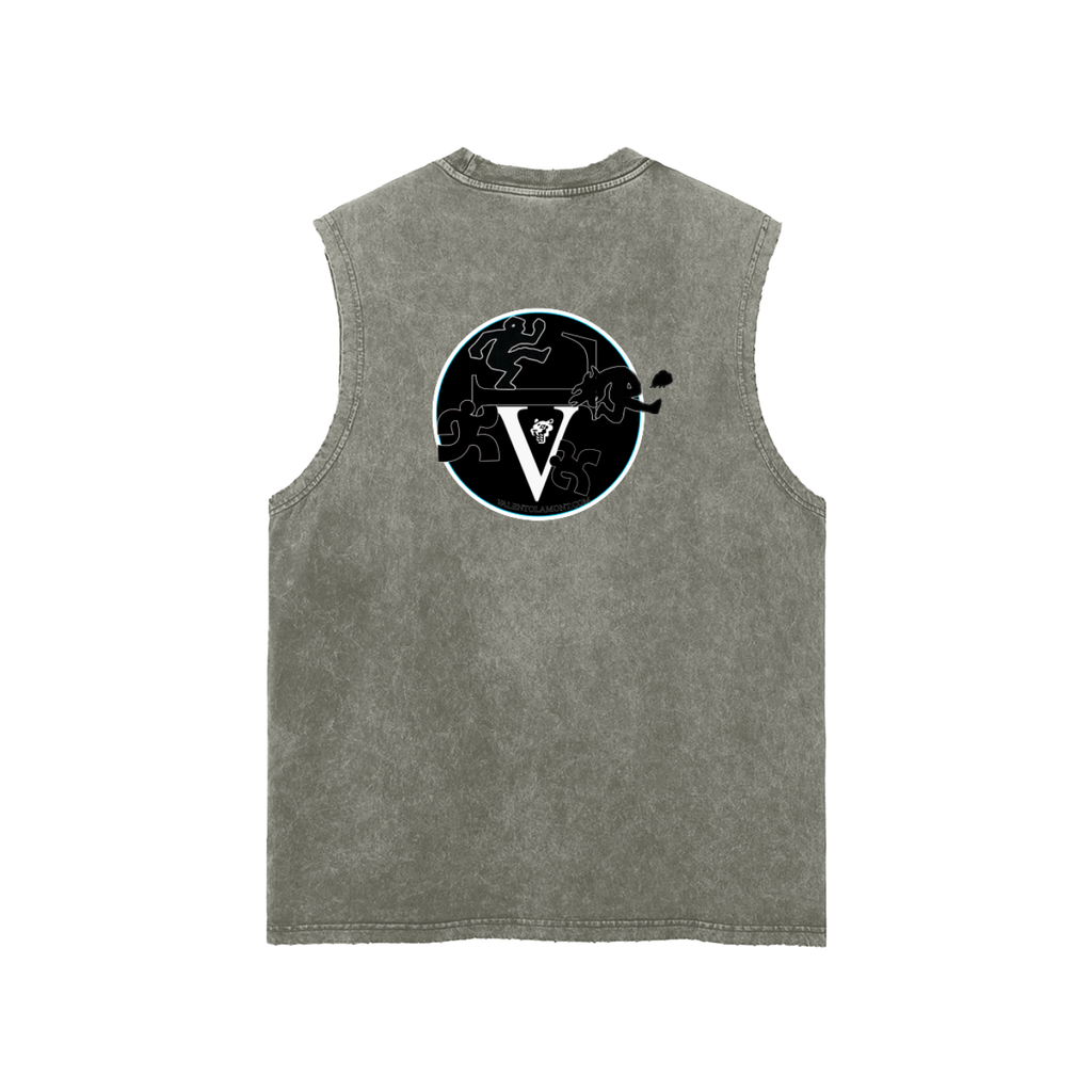 Snow Washed Frayed Hem Tank Top