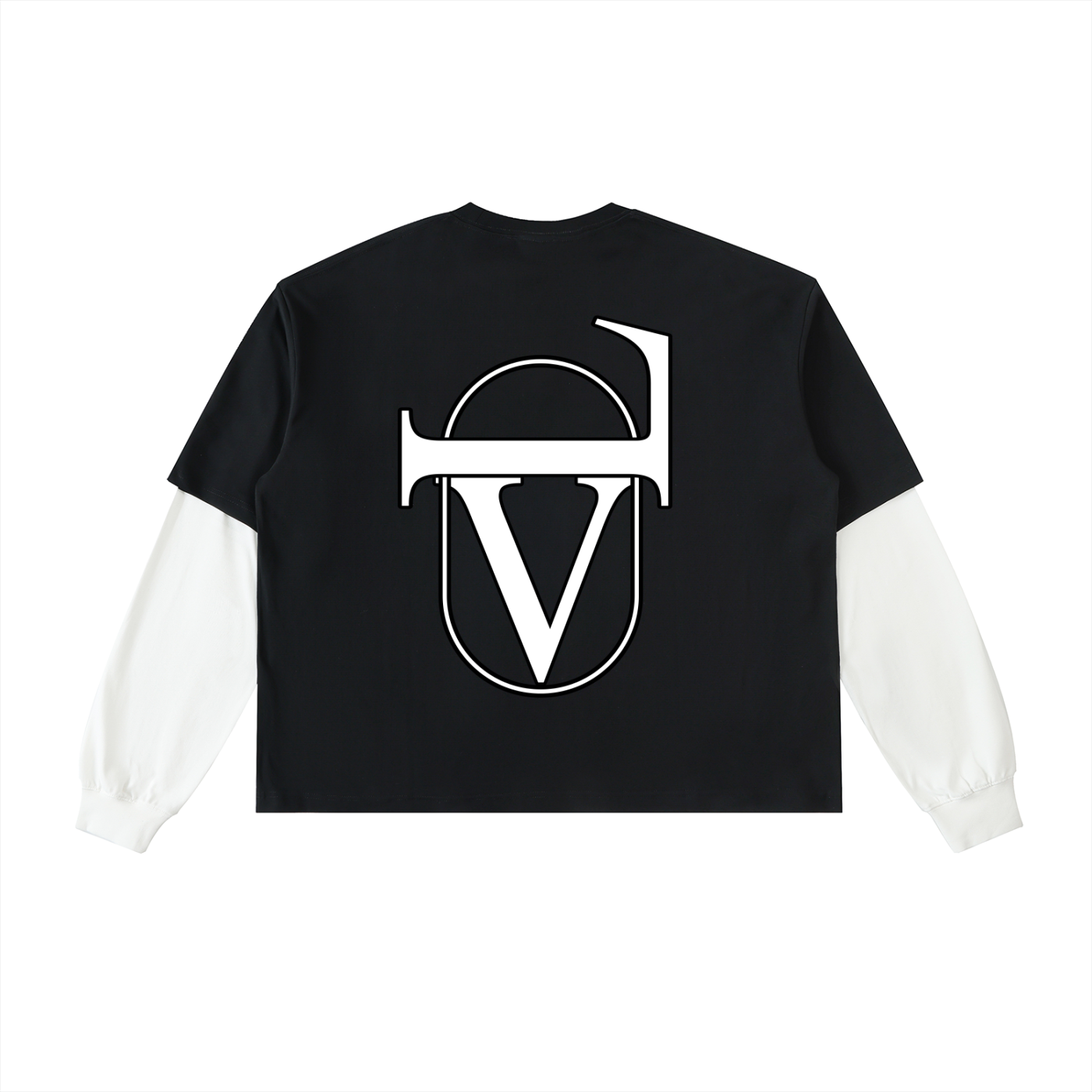 Layered Contrast Sleeve Cotton T-Shirt