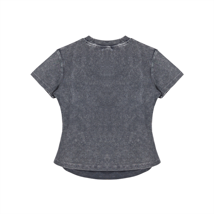 Vintaged-Wash Bodycon Cotton T-Shirt