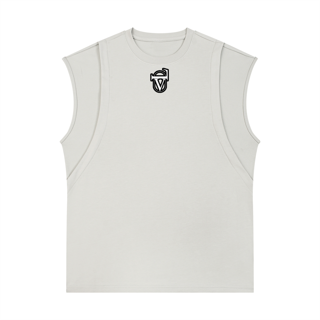 Spliced Panel Sleeveless Muscle T-Shirt