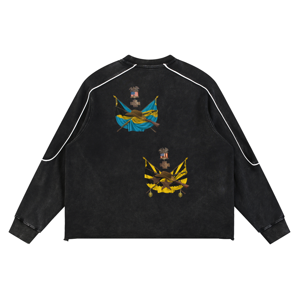 Mineral Wash Piping Raw Hem Sweatshirt