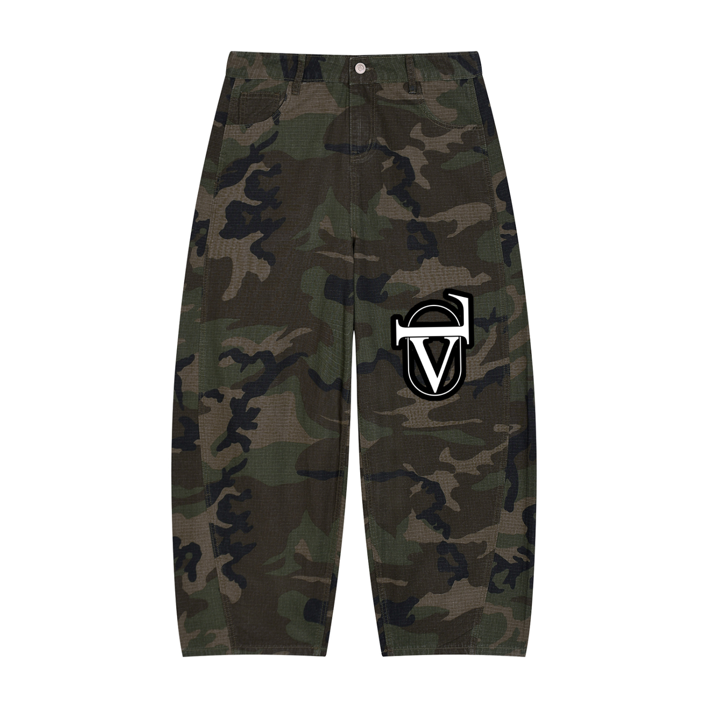 Men’s Camo Barrel Leg Cargo Pants