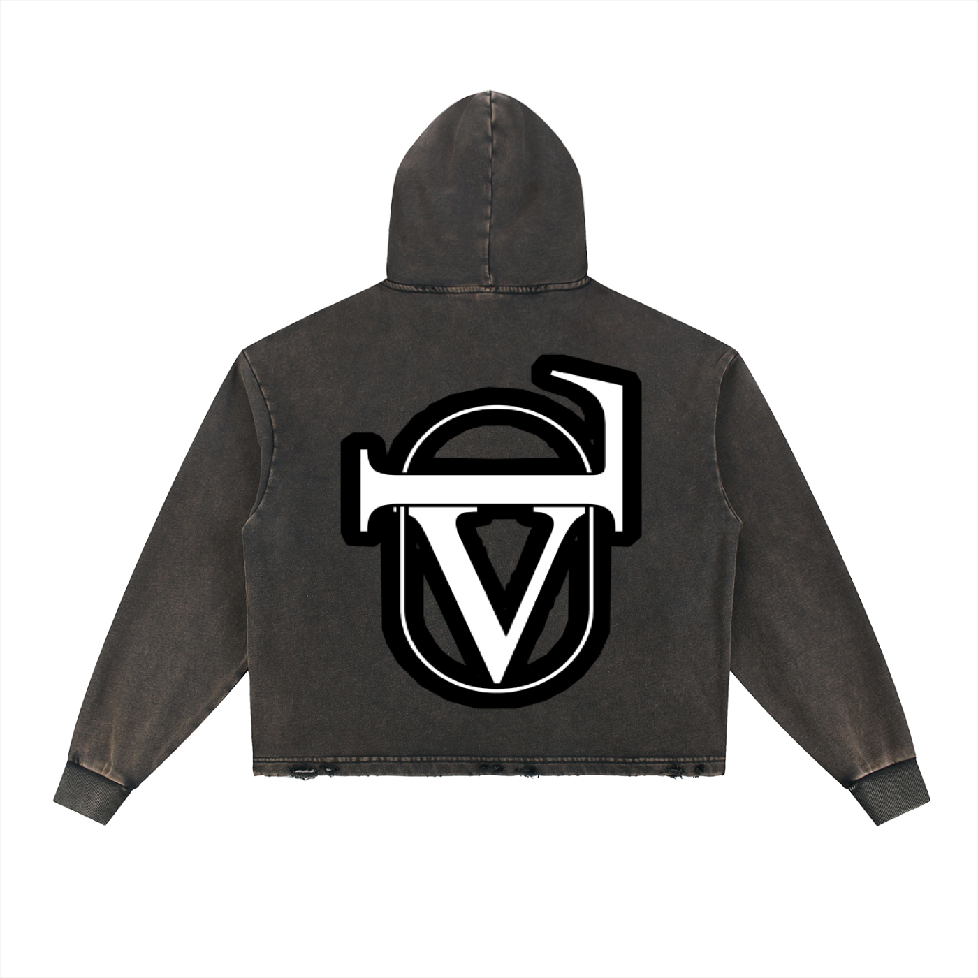 Vintage Washed Frayed-Hem Hoodie