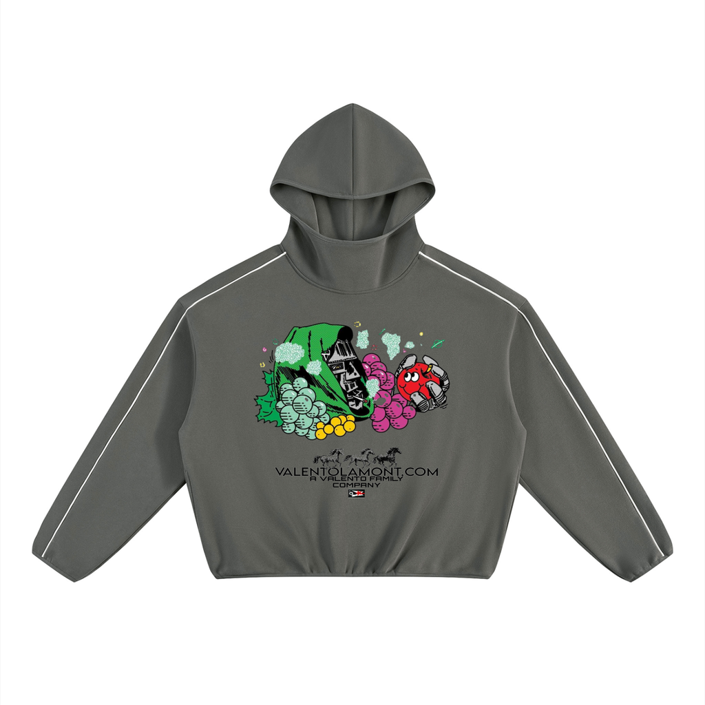 V Boxy Piping Fleece Hoodie