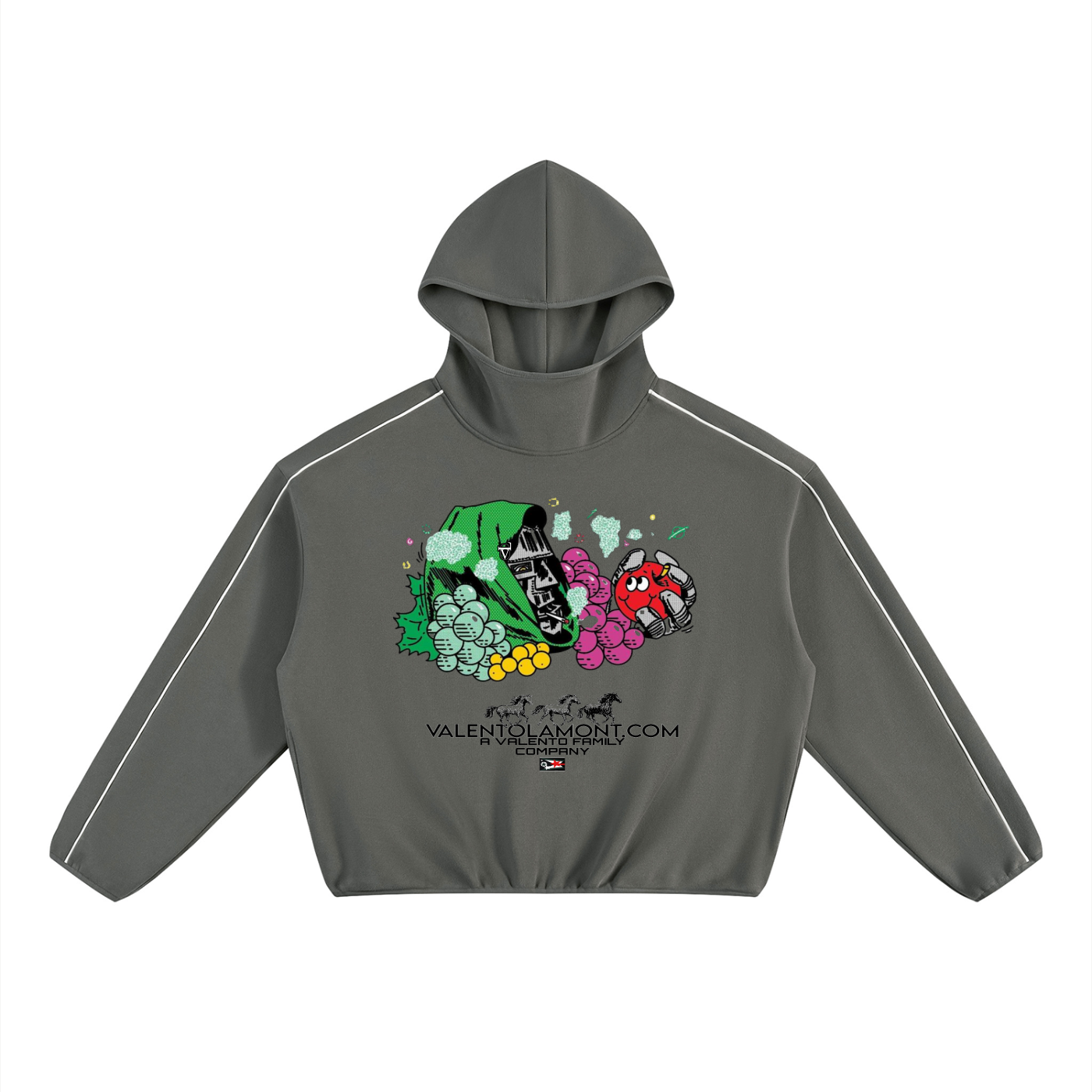 V Boxy Piping Fleece Hoodie