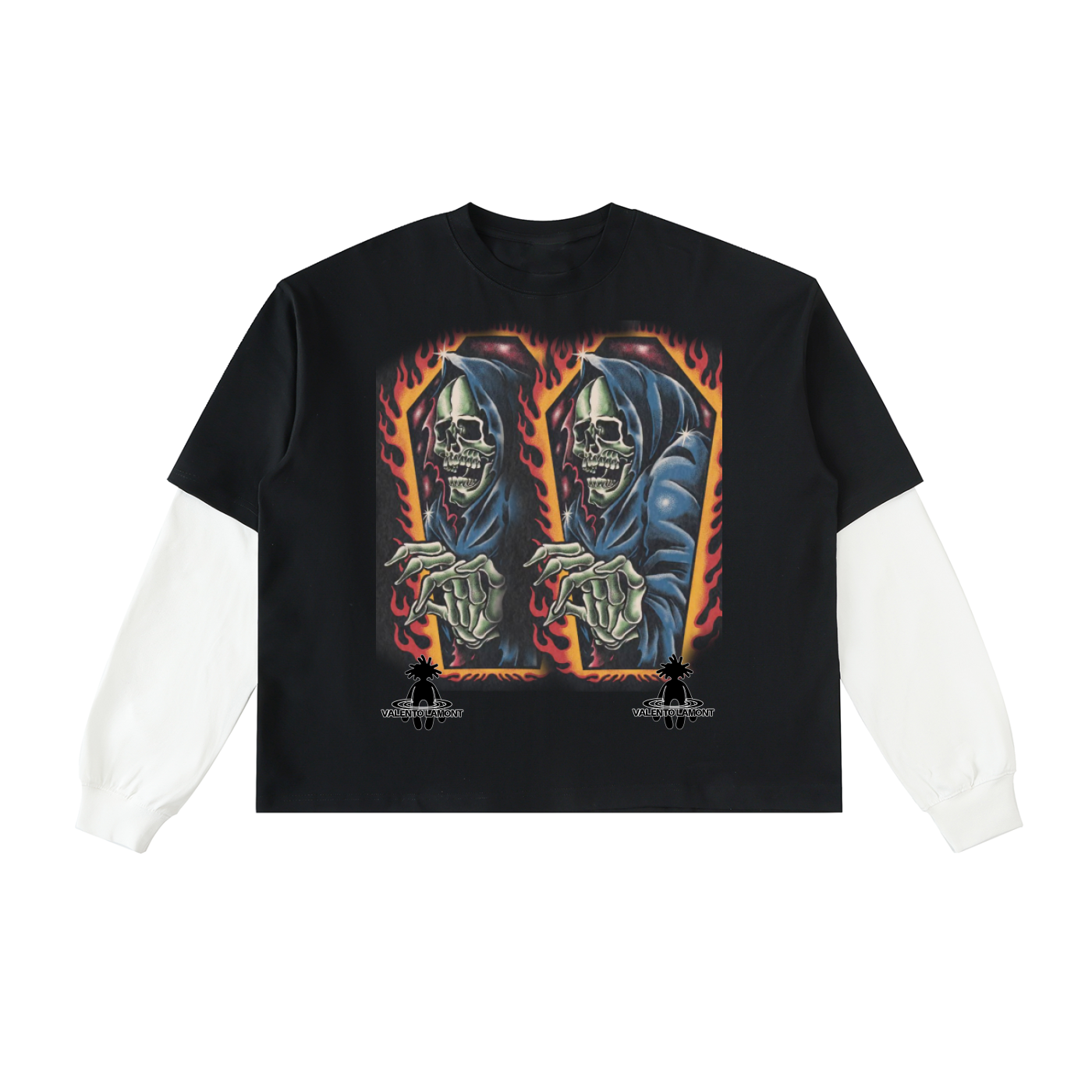 Layered Contrast Sleeve Cotton T-Shirt