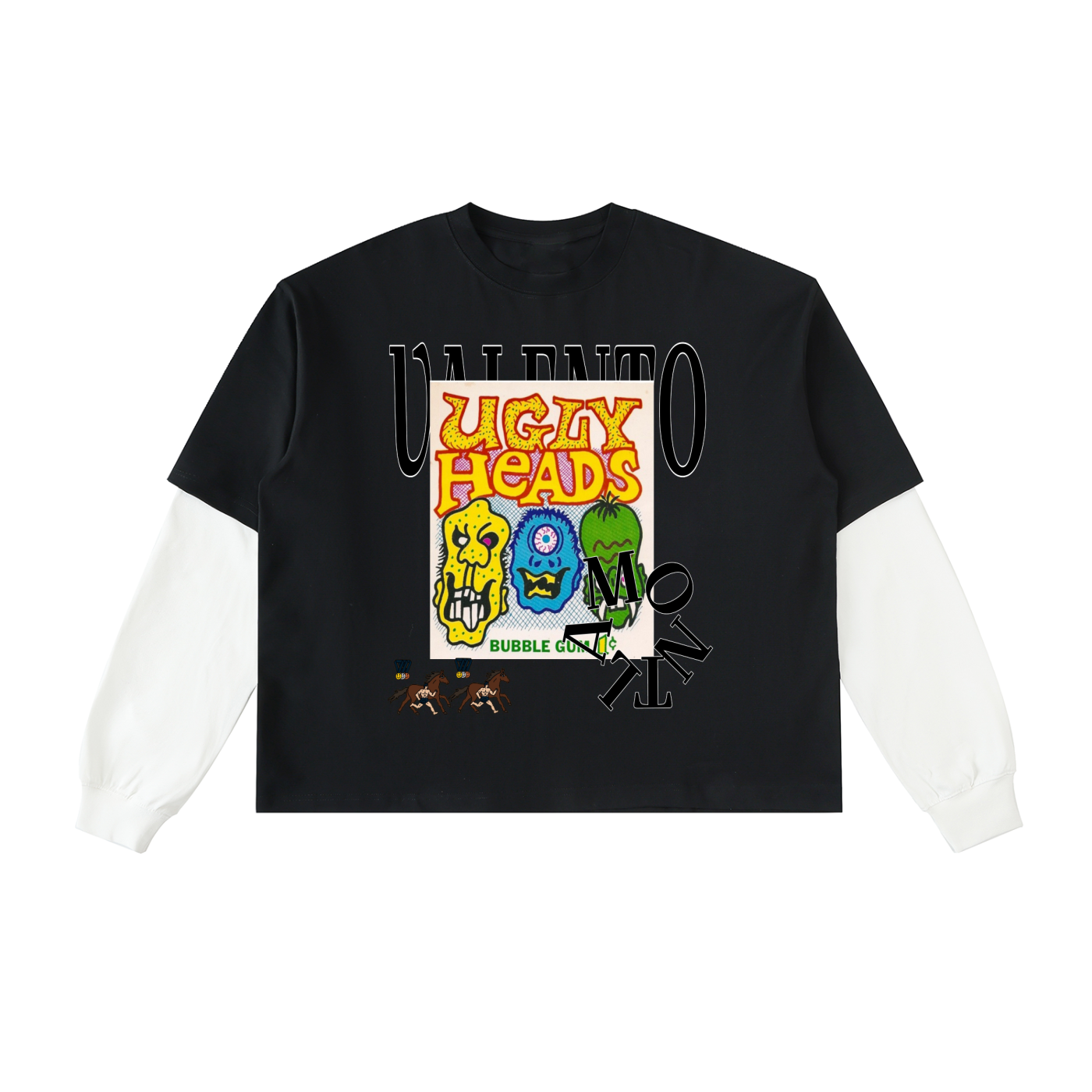 Layered Contrast Sleeve Cotton T-Shirt