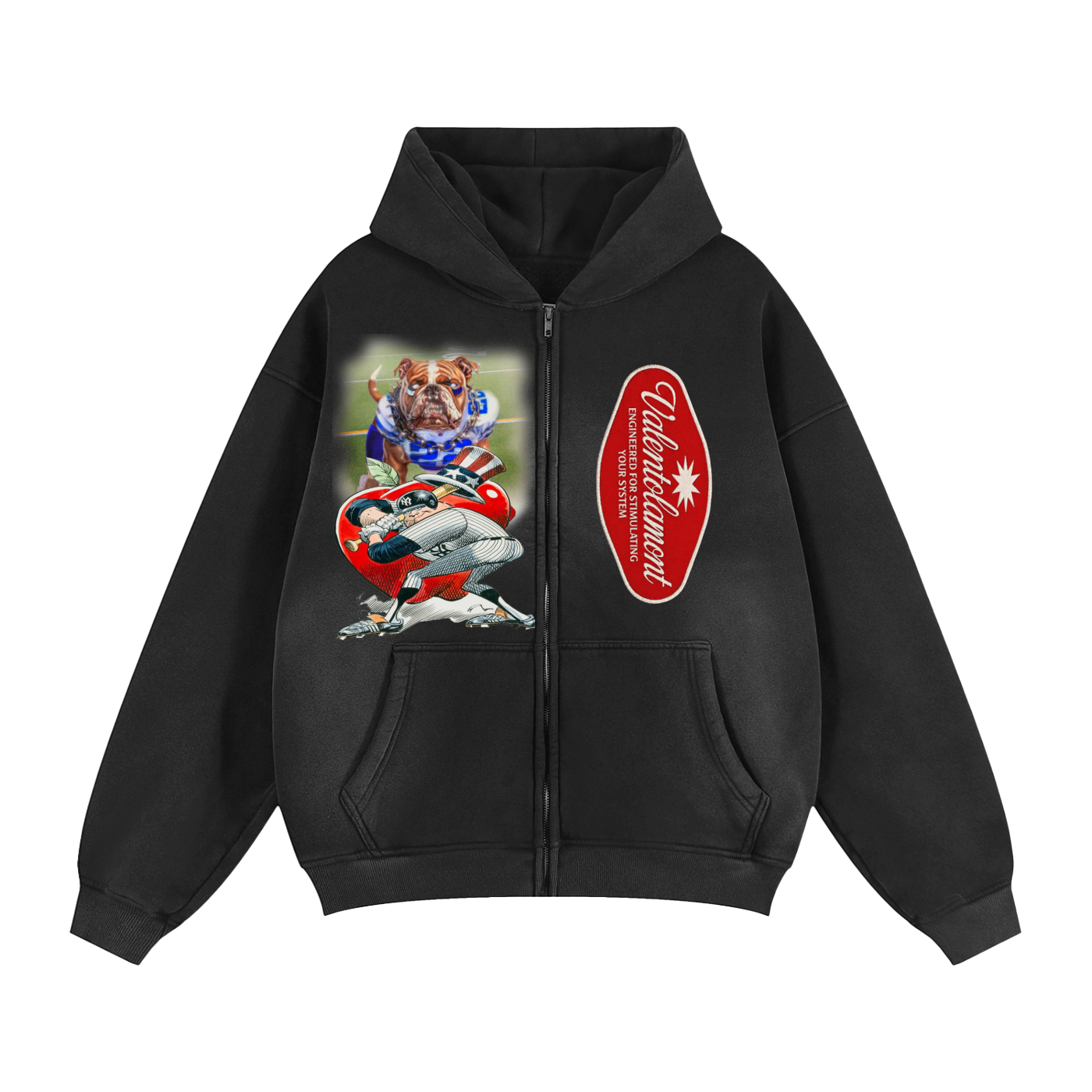 Sunfade Two-way Zipper Boxy Fleece Hoodie