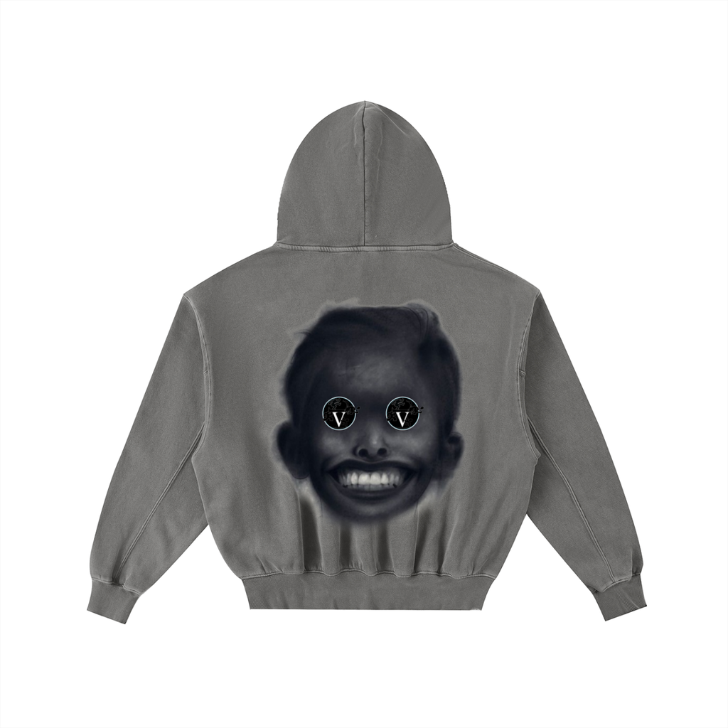 Frayed Enzyme Washed Fleece Hoodie