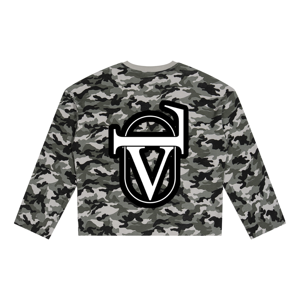Unisex Camo Waffle Raw Edge T-Shirt