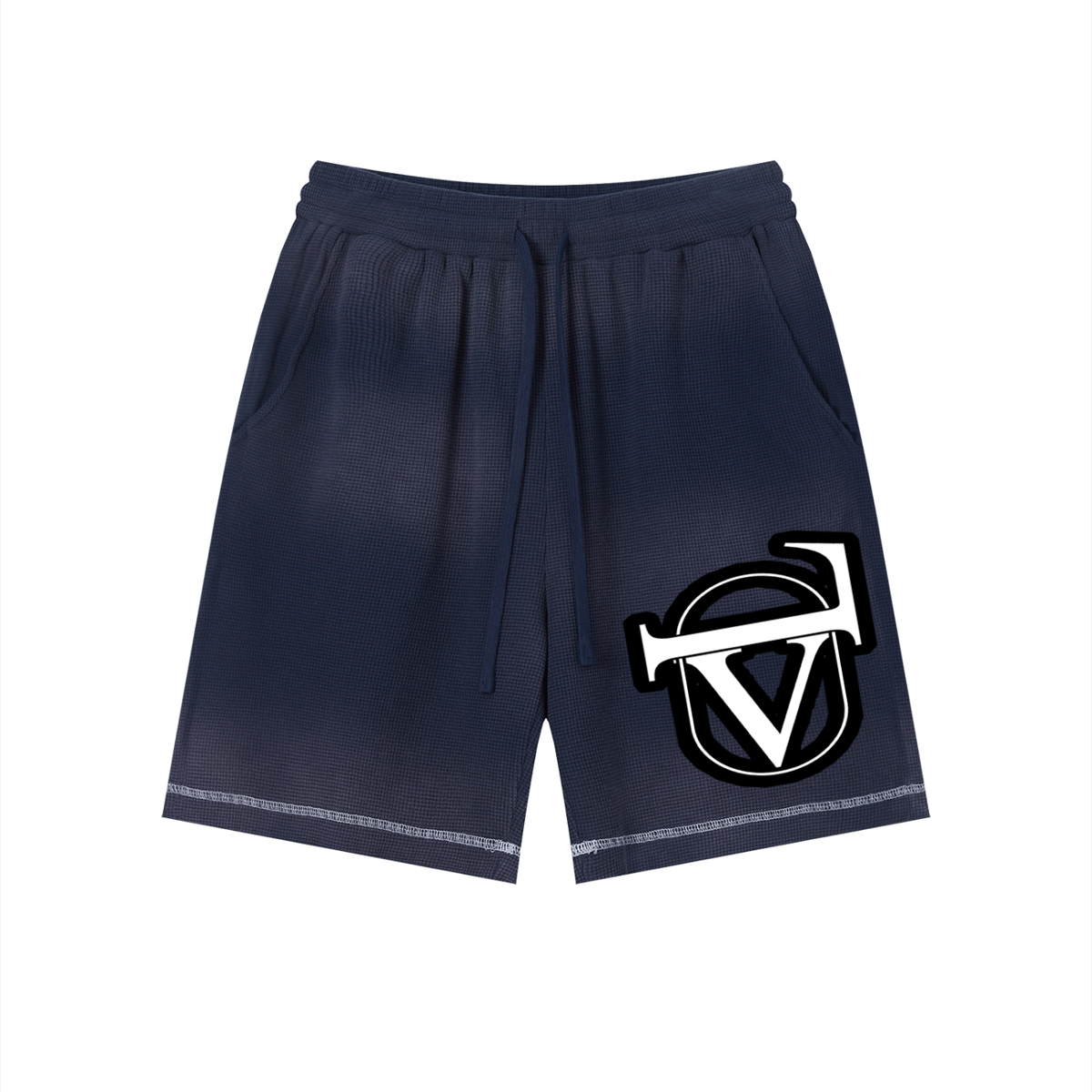 Unisex Sunfade Waffle Raw Hem Shorts